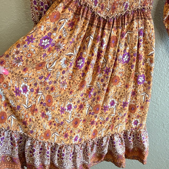 Bluivy Floral Bohemian Dress in Orange and Purple/ Size small - Picture 8 of 12